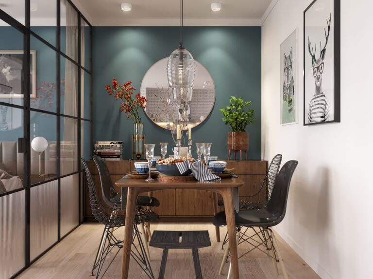 синий цвет в интерьере